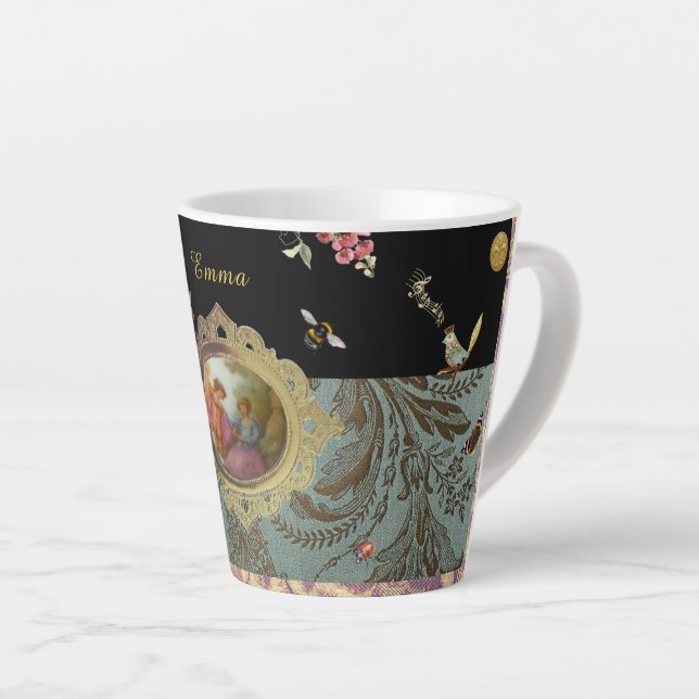 Latte Caneca de Café Personalizada Rococó (Ângulo direito)