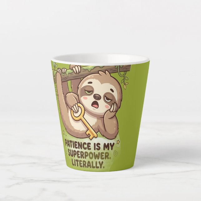 Latte Caneca de Café Poder de Paciência de Preguiça Fofa (Frente)