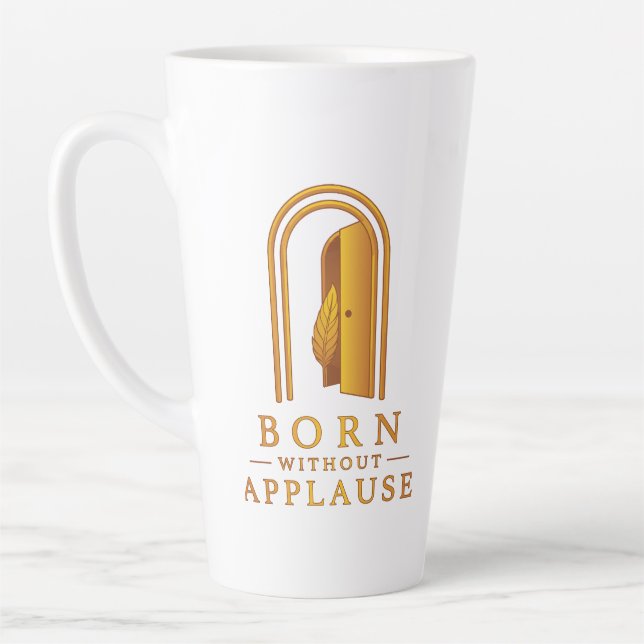 Latte Caneca de Café Porta Dourada e Pena Inspiradora (Esquerda)