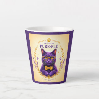 Latte Caneca de Café Professor Purr-Ple™ – Permaneça Cur