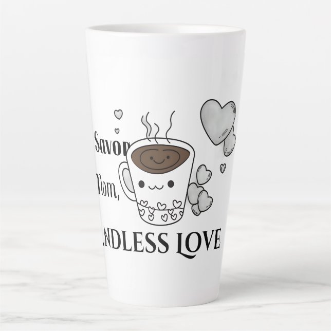 Latte Caneca de Café Sip Savour Love Mãe (Frente)