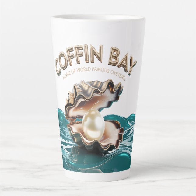 Latte Caneca de Café Souvenir Ostras de Coffin Bay (Frente)