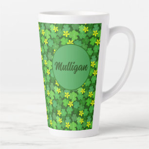 Latte Caneca de Café Trevo de Shamrock Verde Brilhante