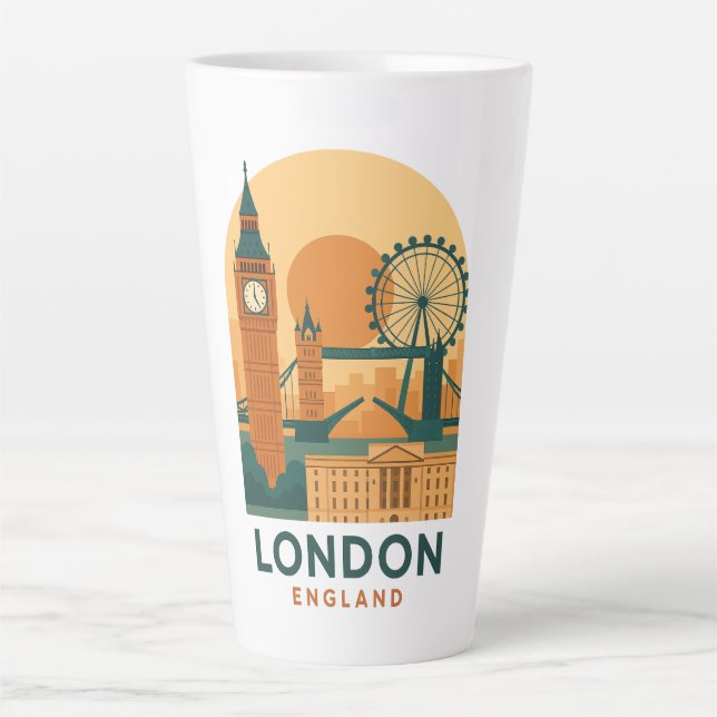 Latte Caneca de Café Vintage Londres Inglaterra – Retro (Frente)