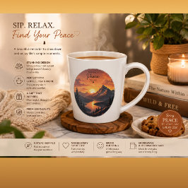 Latte Caneca de Café Vintage Pôr do Sol nas Montanhas | 