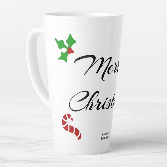 Latte Caneca de Natal Grande para Café com Leite Desejos (Ângulo esquerdo)