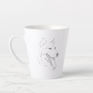 Latte Caneca Husky – Caneca de Café com Desenho à Mão
