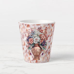 Latte Caneca Pequena de Café com Corações e Flores em Ro