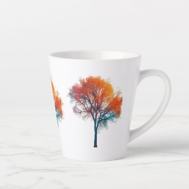 Latte Caneca Pequena de Café com Tema de Árvore Surreal  (Direita)