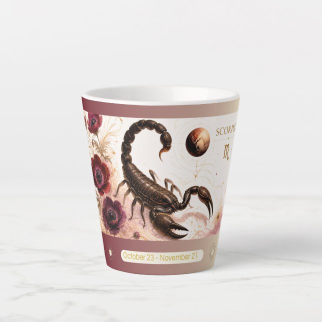 Latte Caneca Pequena de Café com Tema de Escorpião e Anê (Frente)