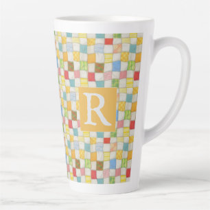 Latte CRAZY QUILT Caneca de Café Alto + Texto / Dourado