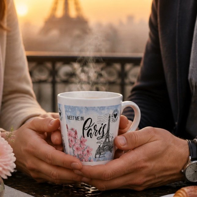 Latte Encontre-me em Paris Caneca de Café com Leite (Criador carregado)
