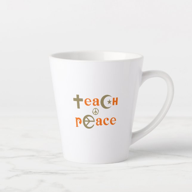 Latte Ensine a Paz | Caneca de Café com Leite (Direita)