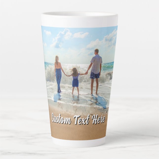 Latte Envie Sua Foto Caneca de Café com Leite Presente T (Frente)
