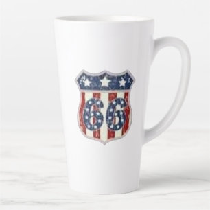 Latte Feito na América Escudo Vintage Caneca de Café Pat