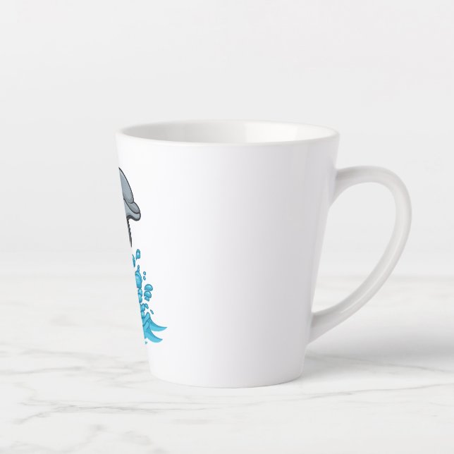 Latte Golfinho Alegre Splash - Caneca de Café com Leite (Direita)