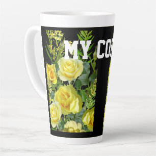 Latte Imagem de Flor Amarela Caneca de Café com Texto La