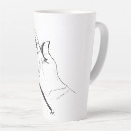 Latte mão preta e branca em caneca de café