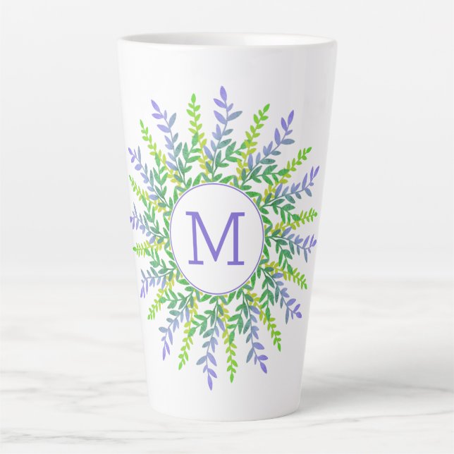 Latte O seu monograma na caneca de café com leite (Frente)