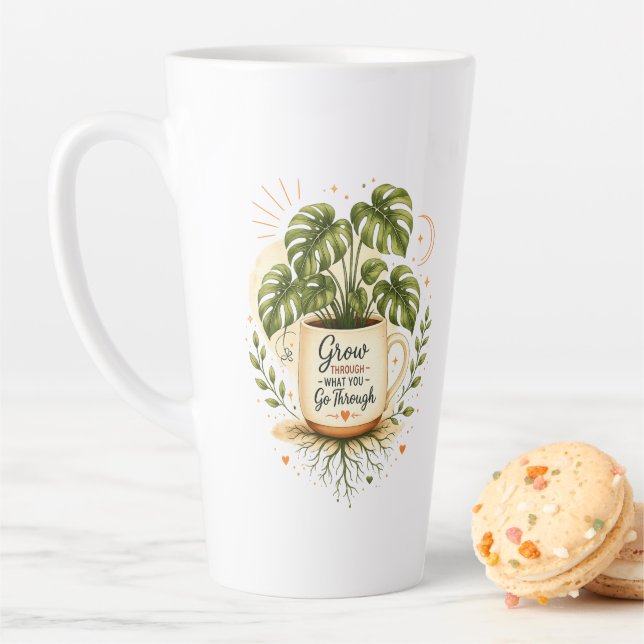 Latte Planta Monstera em Caneca de Café | Caneca de latt (In Situ)