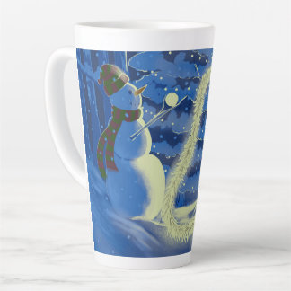 Latte Uma Caneca de Café com Leite de Natal de Boneco de