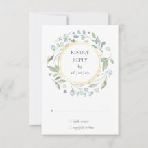 Laurel Greenery Watercolor Garland Wedding RSVP