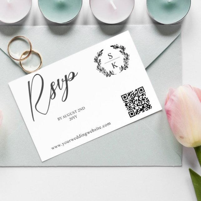 Laurel Monograma Código QR RSVP Online (Criador carregado)