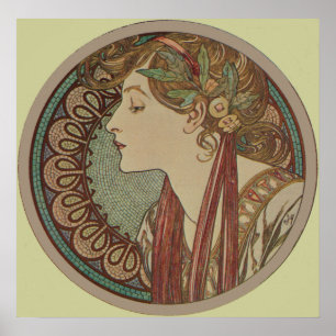 Laurel por Alphonse Mucha Art Nouveau Poster
