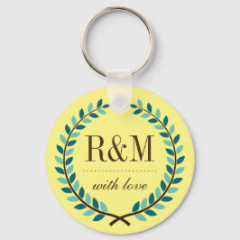Laurel Wreath Monogramas Chaveiro amarelo e azul