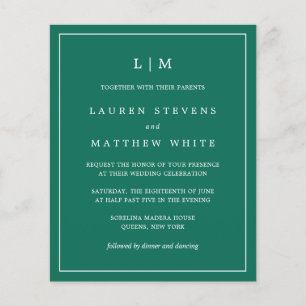 Lauren Emerald Green Budget Wedation Convite