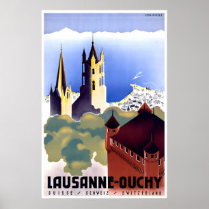 Lausanne Impressão Viagem Suíça Arte Ouchy Impress