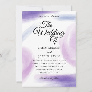 Lavagem de Aquarela Convite Para Casamento Roxo