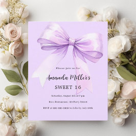 Lavanda arco elegante Sweet 16 convite