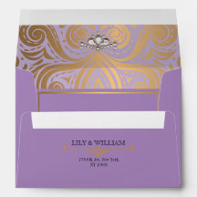 Lavanda Artdeco Elegante Diamante Dourado Casament