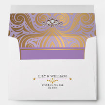 Lavanda Artdeco Elegante Diamante Dourado Casament