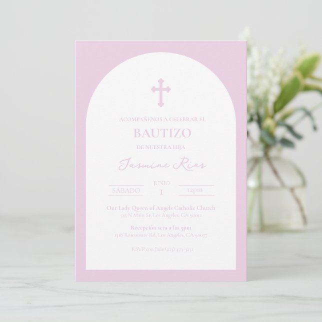 Lavanda Bautizo Invitación Baptism Convite (Em pé/Frente)