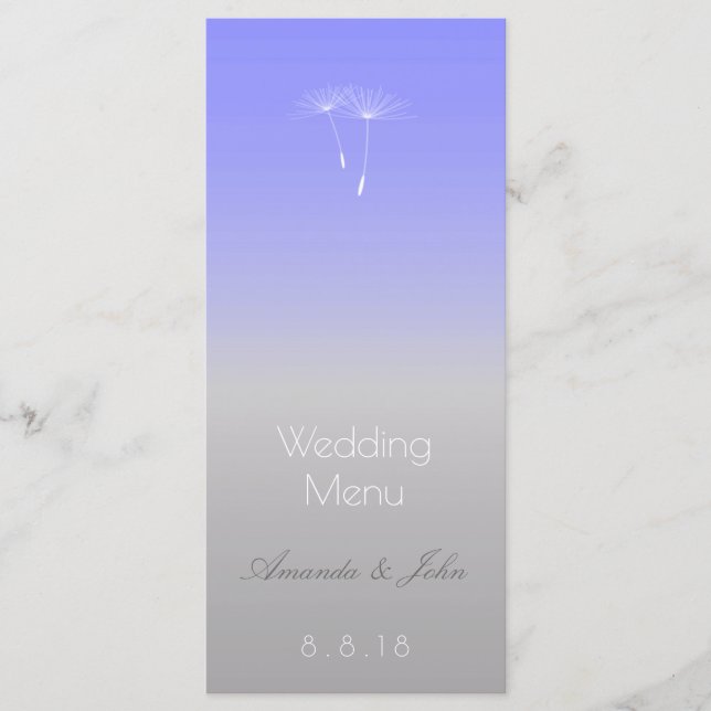 Lavanda Blue Cinza Menu Ombre Weding (Frente)