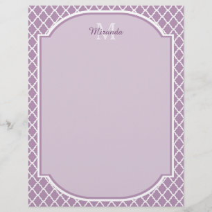 Lavanda Bonito Quatrefoil Roxo Nome Monograma