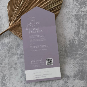 Lavanda Chic Moderna Adora Casamento com Código QR