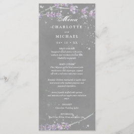 Lavanda de água flores cinza menu casamento