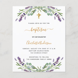 Lavanda de batismo orçamental convite para eucalip