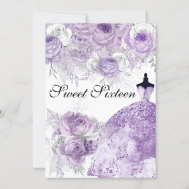 Lavanda de Rosa roxo Docinho 16 Convite