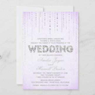 Lavanda e Silver Glitter - Convite de Casamento