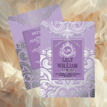 Lavanda Elegante Artdeco Diamond Monograma Casamen