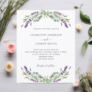 Lavanda eucalipto convite para casamento
