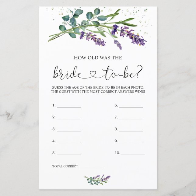 Lavanda Eucalyptus com a idade da noiva (Frente)