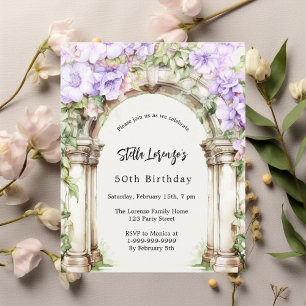 Lavanda floral convite de aniversário beige