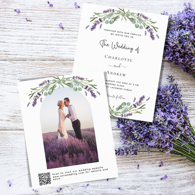 Lavanda floral Foto do arco QR RSVP casamento de o (Criador carregado)