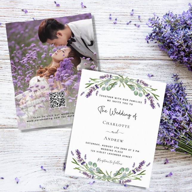 Lavanda floral foto QR RSVP orçamento casamento (Criador carregado)
