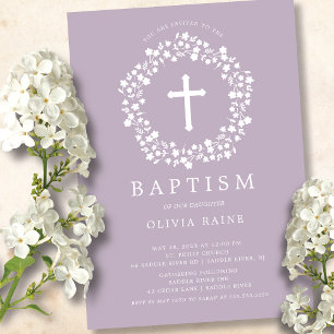 Lavanda Floral Girls Baptism Convite